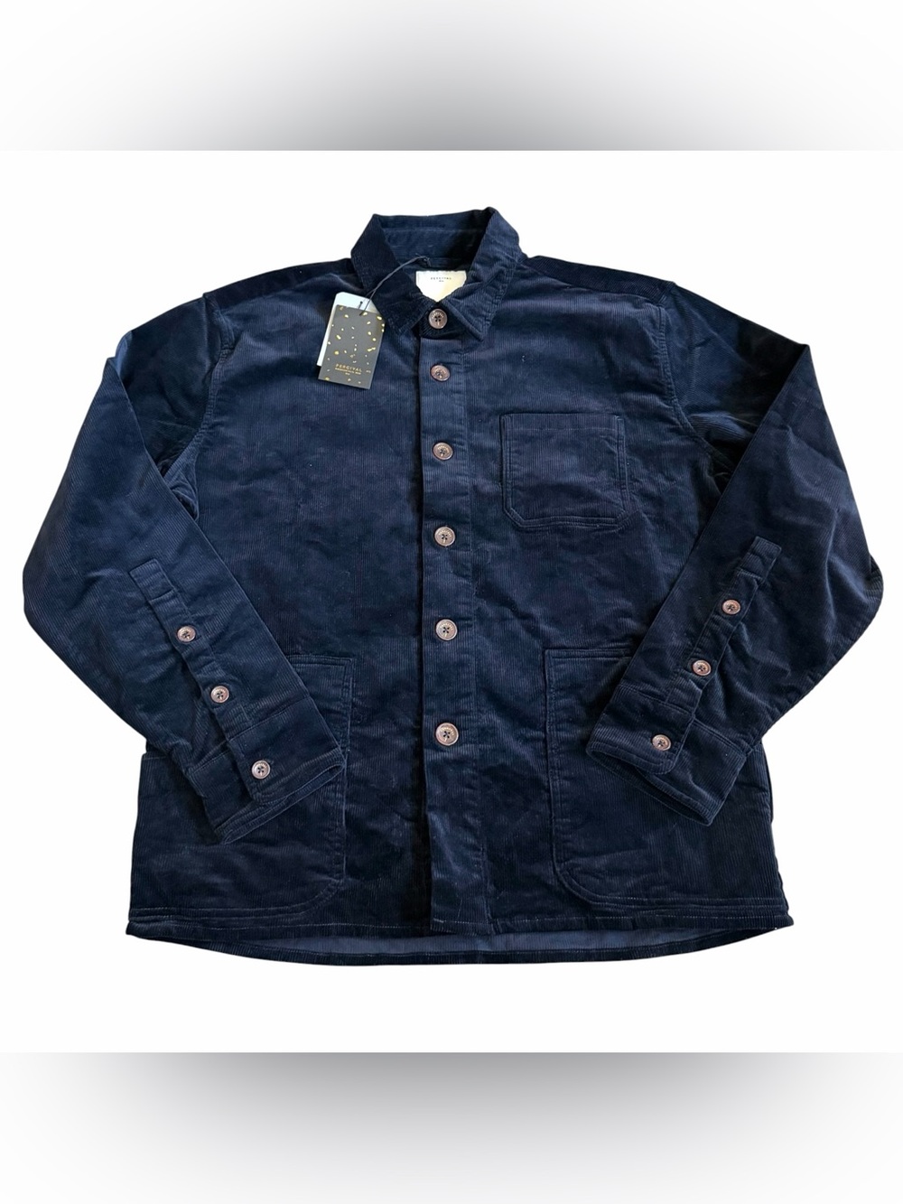 Percival Men’s Corduroy Overshirt Jacket Button Shacket Sz XL Navy Workwear NWT